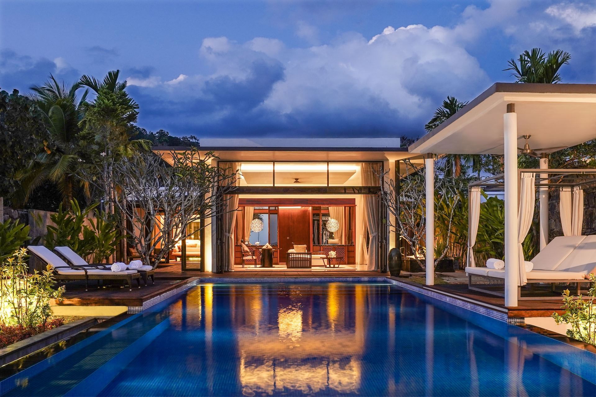 Private pool villa at dusk at The Danna, Telaga Harbour, Langkawi